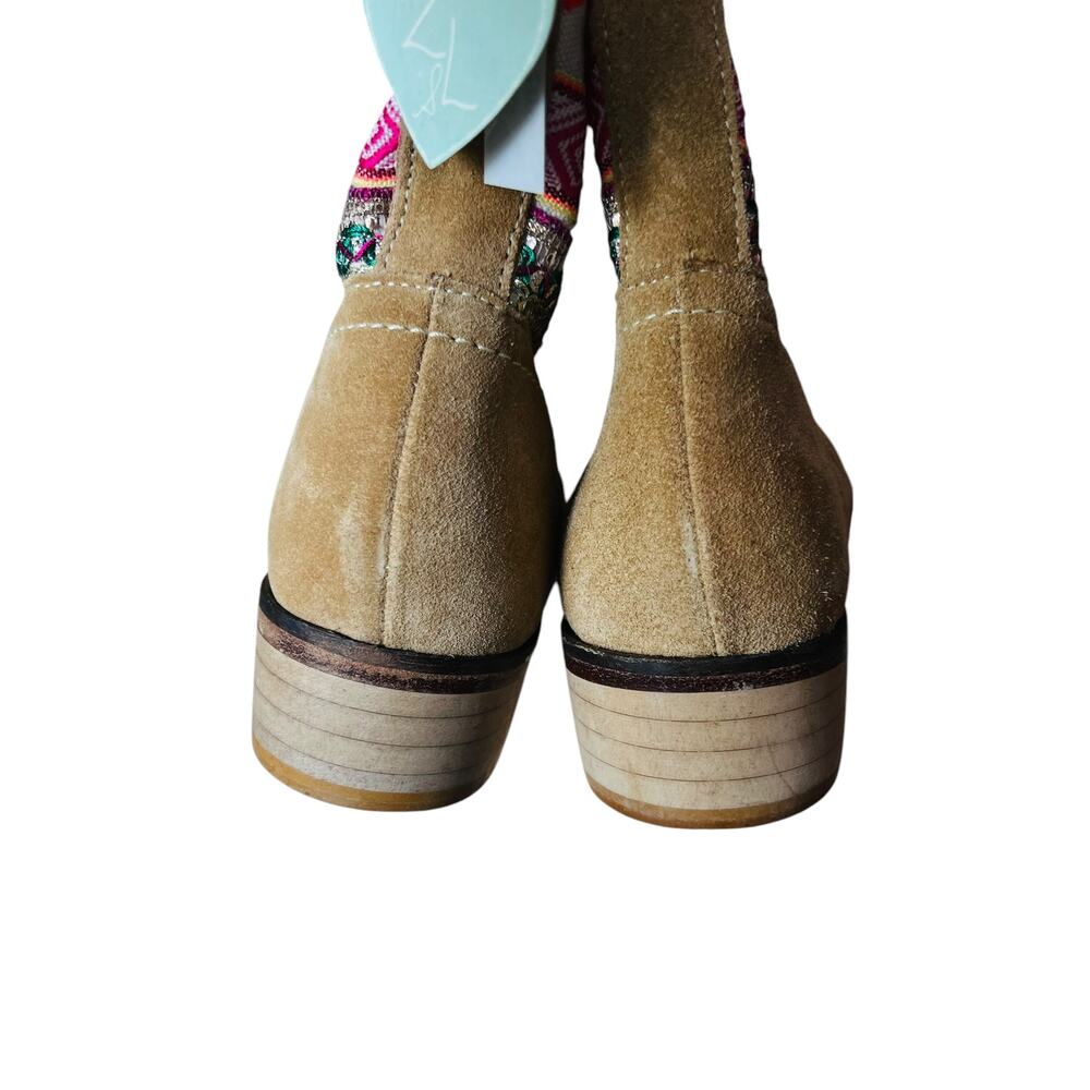 NEW Z&L Bohemian Leather Suede Aztec Print Boots in Brown Leather Upper and Sole - Picture 3 of 8